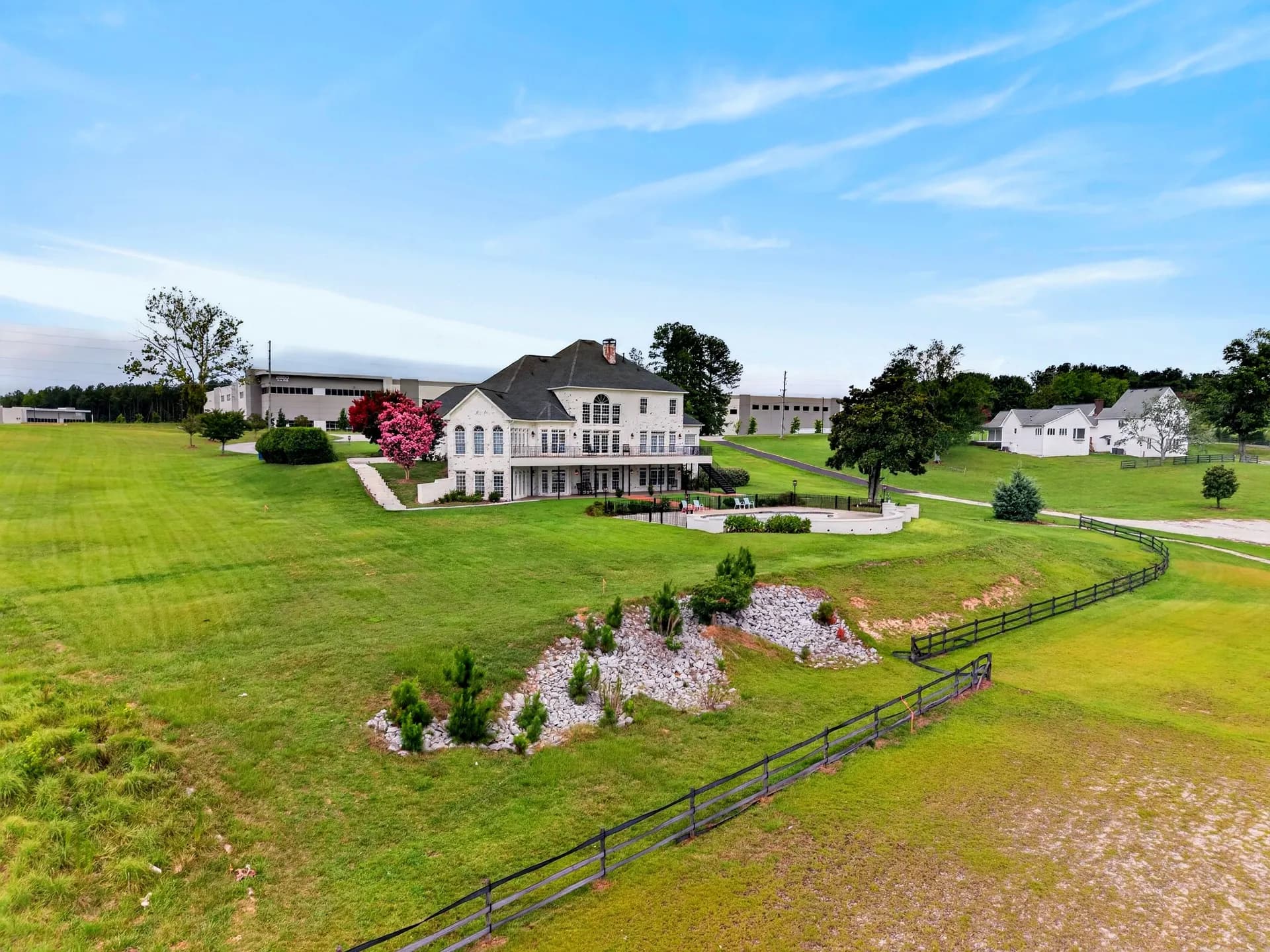 Farmhouse pasture view at White Fallow Estate