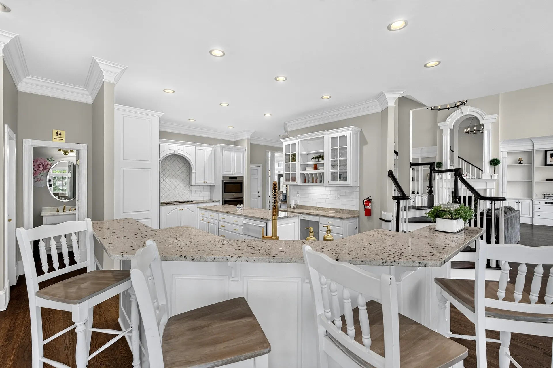 Kitchen island and bar seating