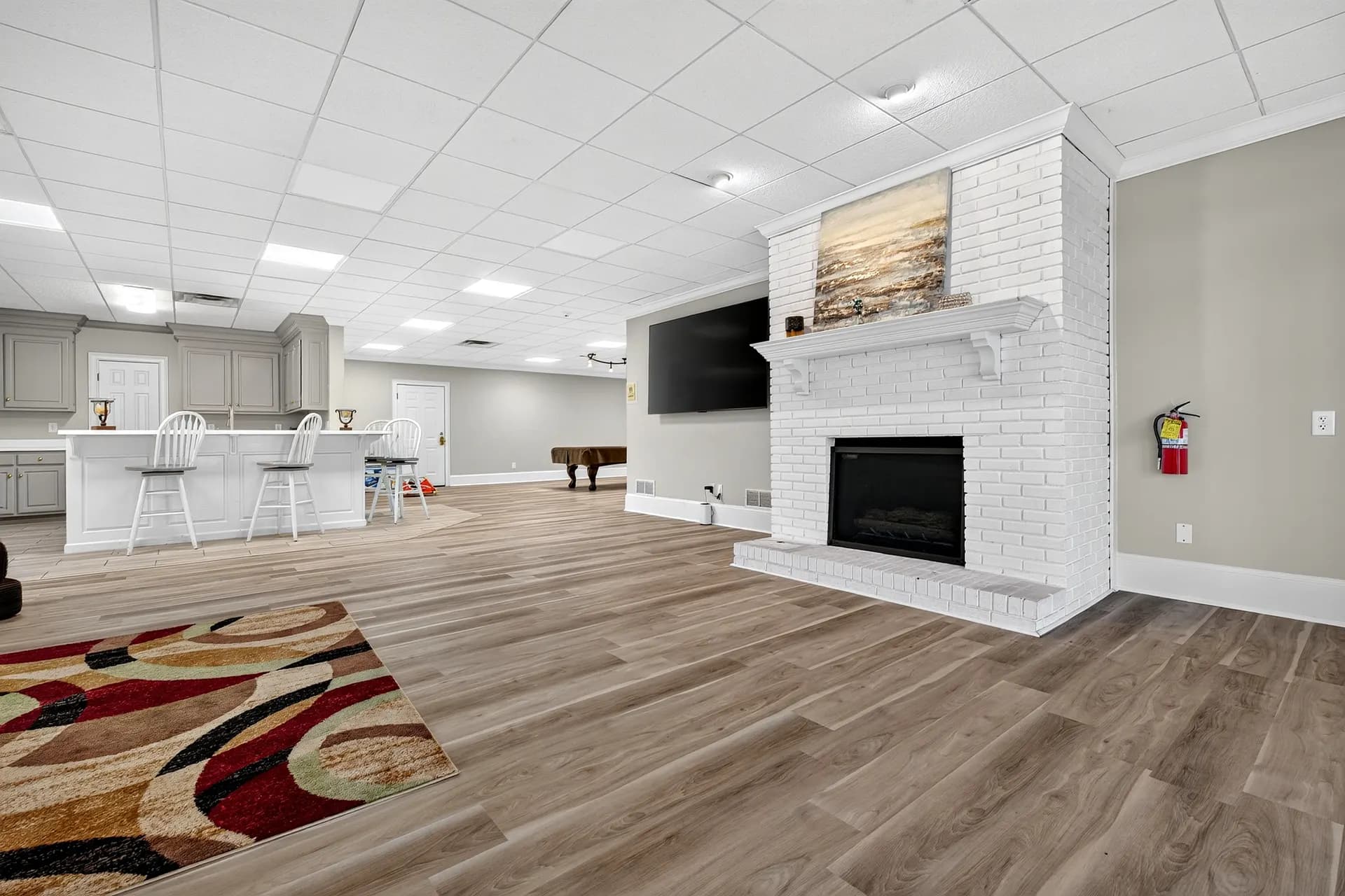 Basement rec room at White Fallow Estate