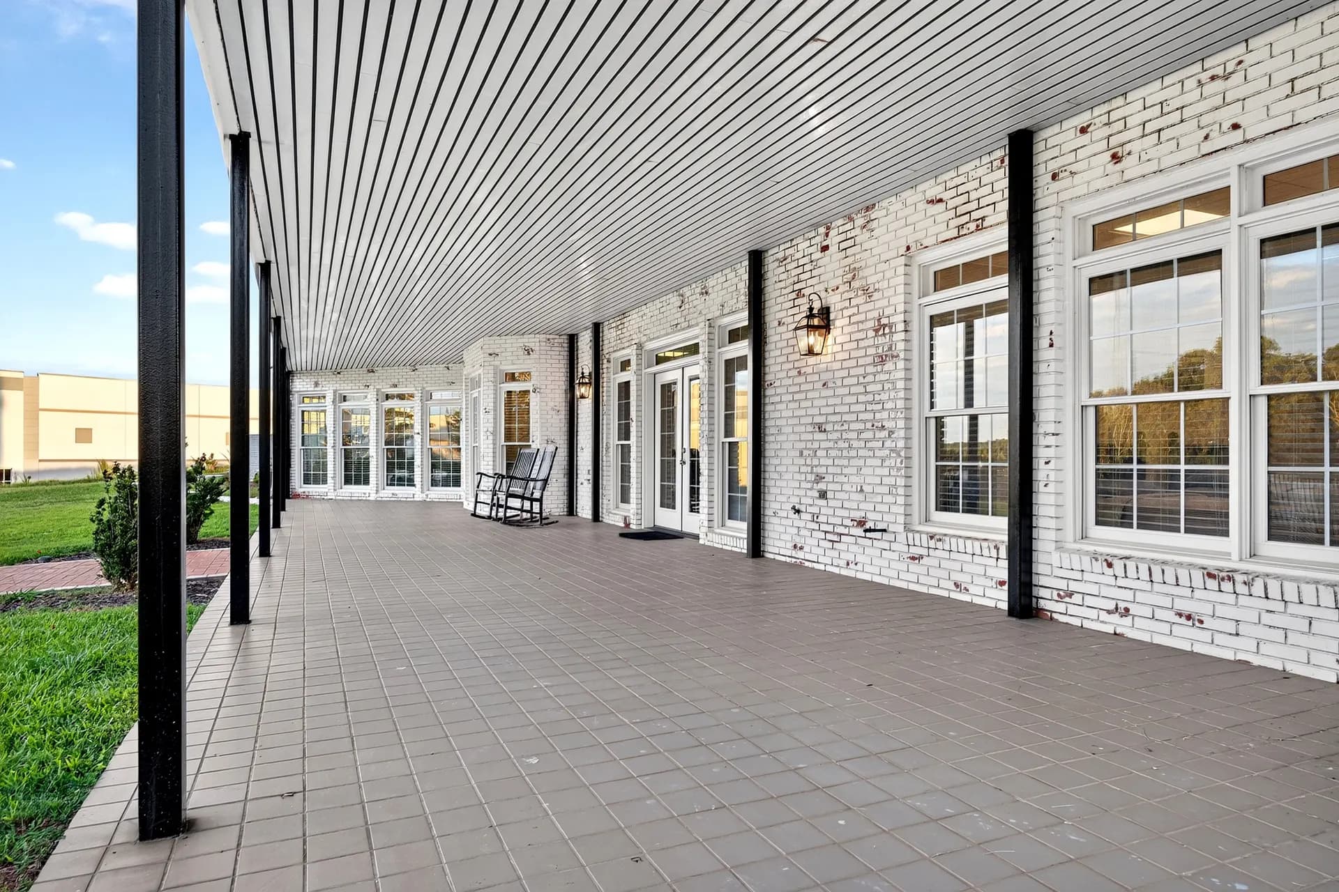 The covered porch at White Fallow Estate