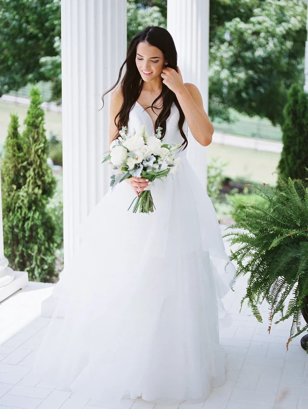 Bride portrait columns at White Fallow Estate