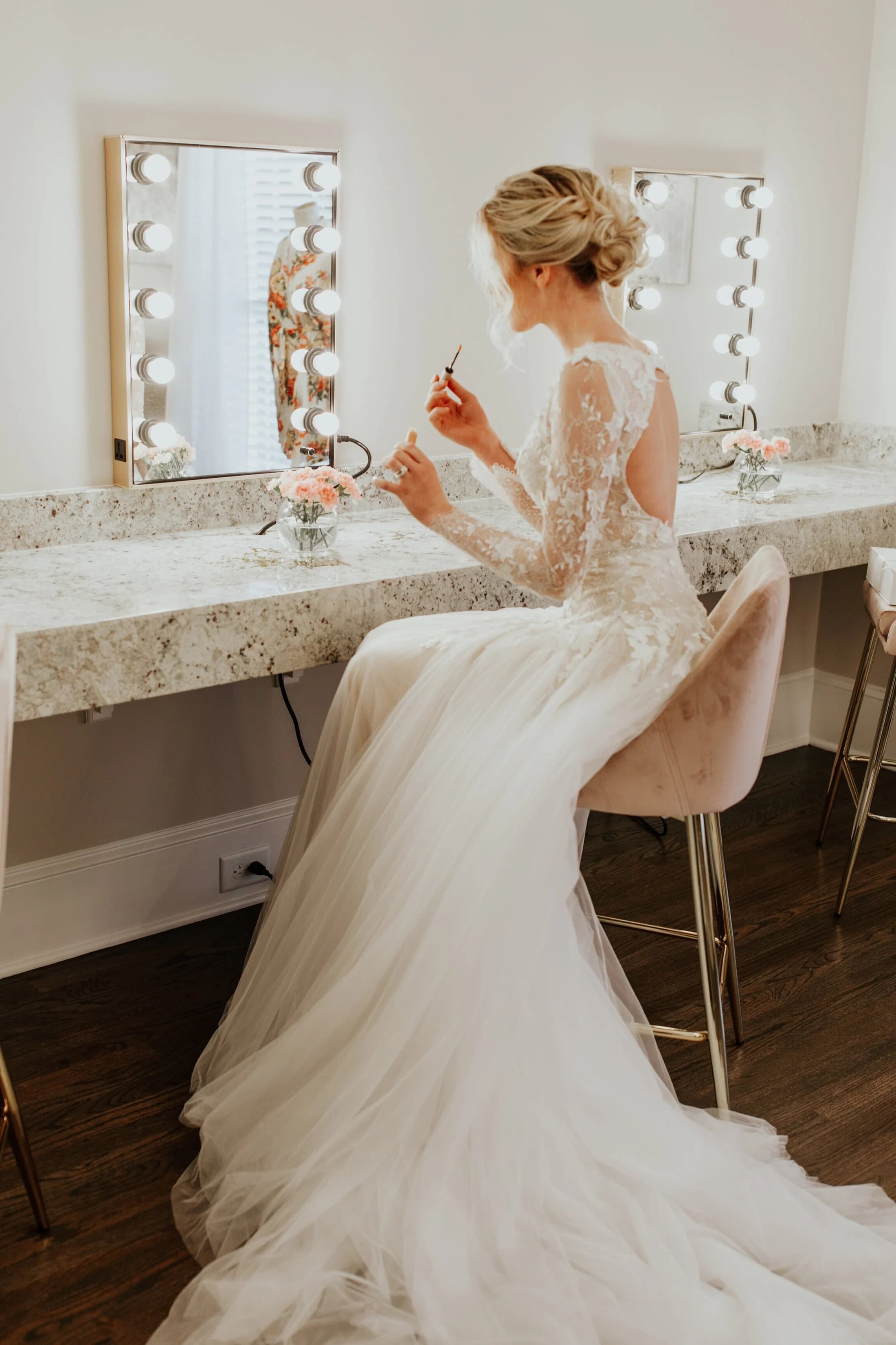 Bride vanity mirror at White Fallow Estate